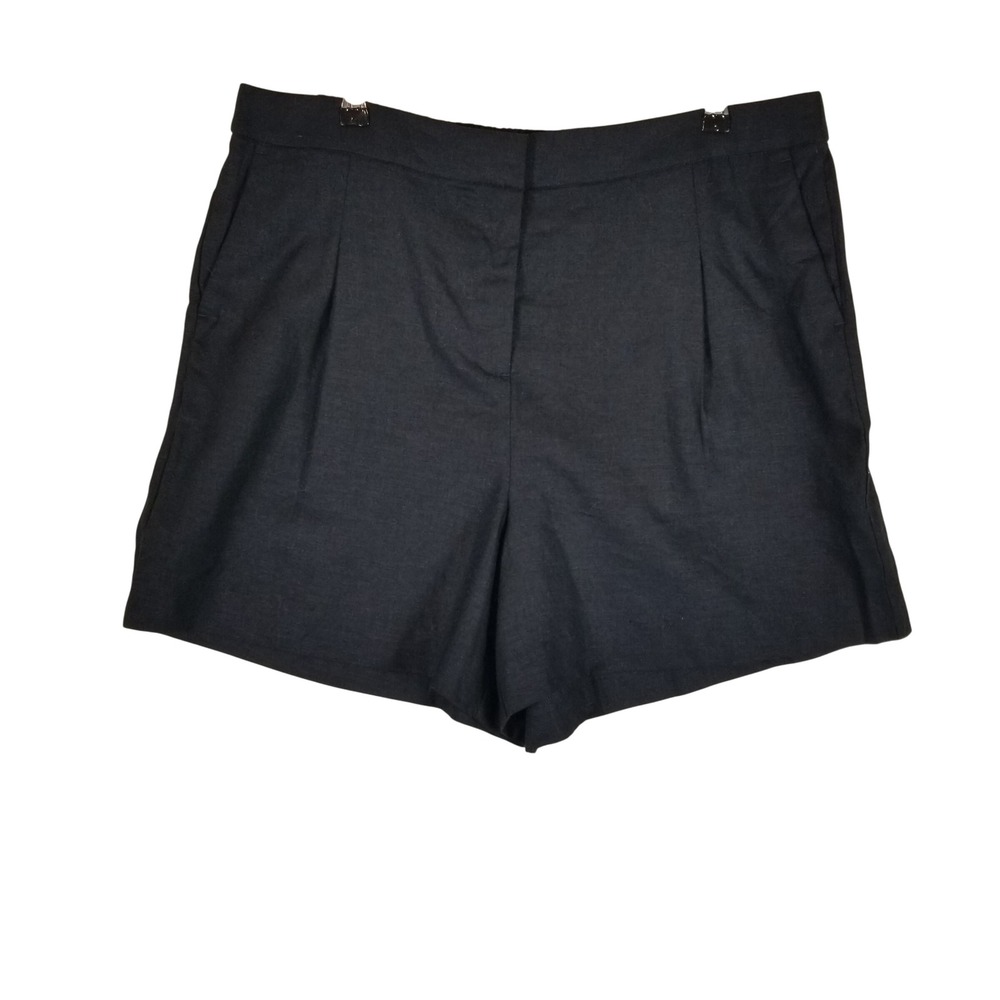 J.Crew Shorts Women 16 Black Linen Blend High‎ Rise Pleated BY448 NEW